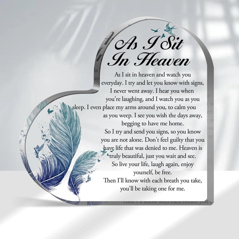 Sympathy Acrylic Heart Memorial Gift - Bereavement Condolences Table ...