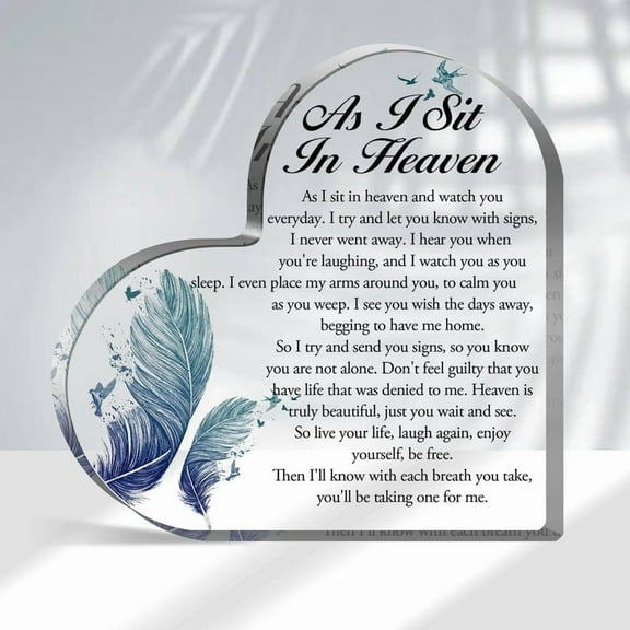 Sympathy Acrylic Heart Memorial Gift - Bereavement Condolences Table Decorations For Loss Of Loved One - Centerpieces Remembrance 4X4 In Birthday Gifts For Women Men Office Home Memorial Day