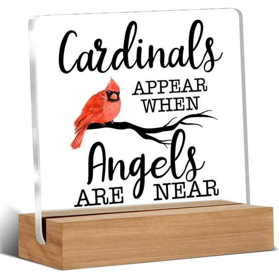 Sympathy Bereavement Gift Memorial Cardinal Sign a Limb Has Fallen from the Family Tree Clear Desk Decorative Sign Acrylic Sign With Wooden Stand for Desk Table Shelf