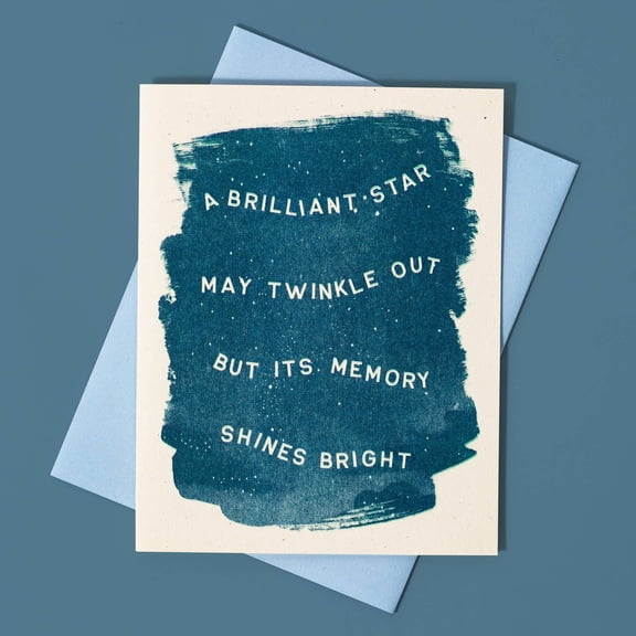 Sympathy Card – "A Brilliant Star May Twinkle Out but Its Memory Shines Bright" – Blank Inside with Envelope – Thoughtful Condolence Greeting Card