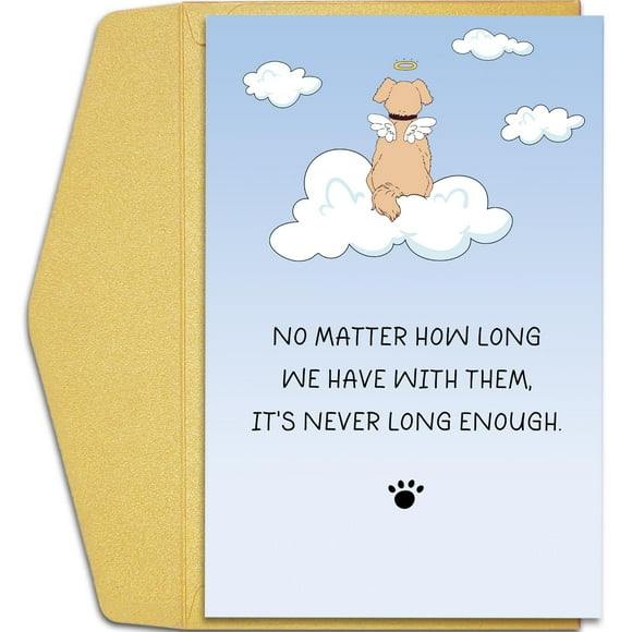 Sympathy Card for Pet Loss Heartfelt Dog in Clouds Design Includes Envelope Comforting Message for Grieving Pet Owners