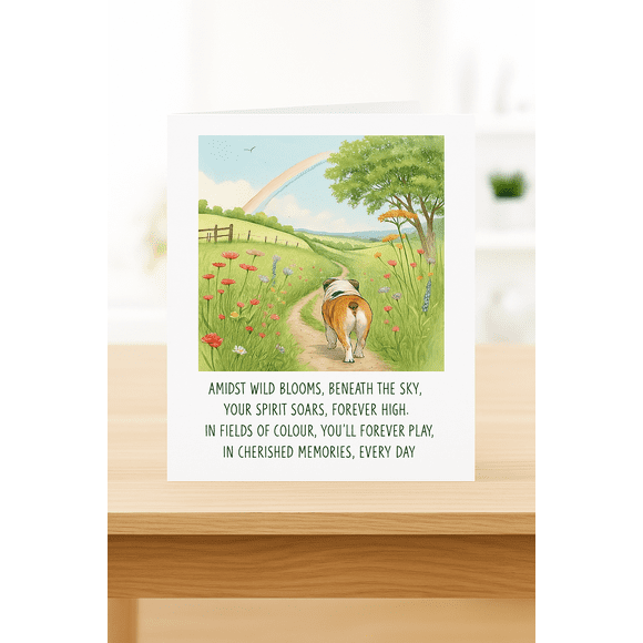 Sympathy Card for Pet Loss Watercolor Dog in Flower Field Heartfelt Message Blank Inside for Personal Notes Comfort for Grieving Pet Owners