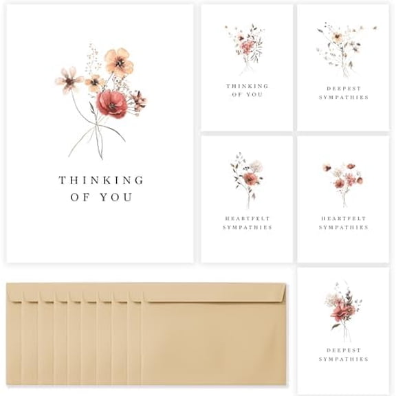 Sympathy Cards with Envelopes,Sympathy Cards Set of 48,Condolence Card with Matching Peel-and-Seal Rustic Envelopes,Each Card Comes with Heartfelt Condolences$$Office