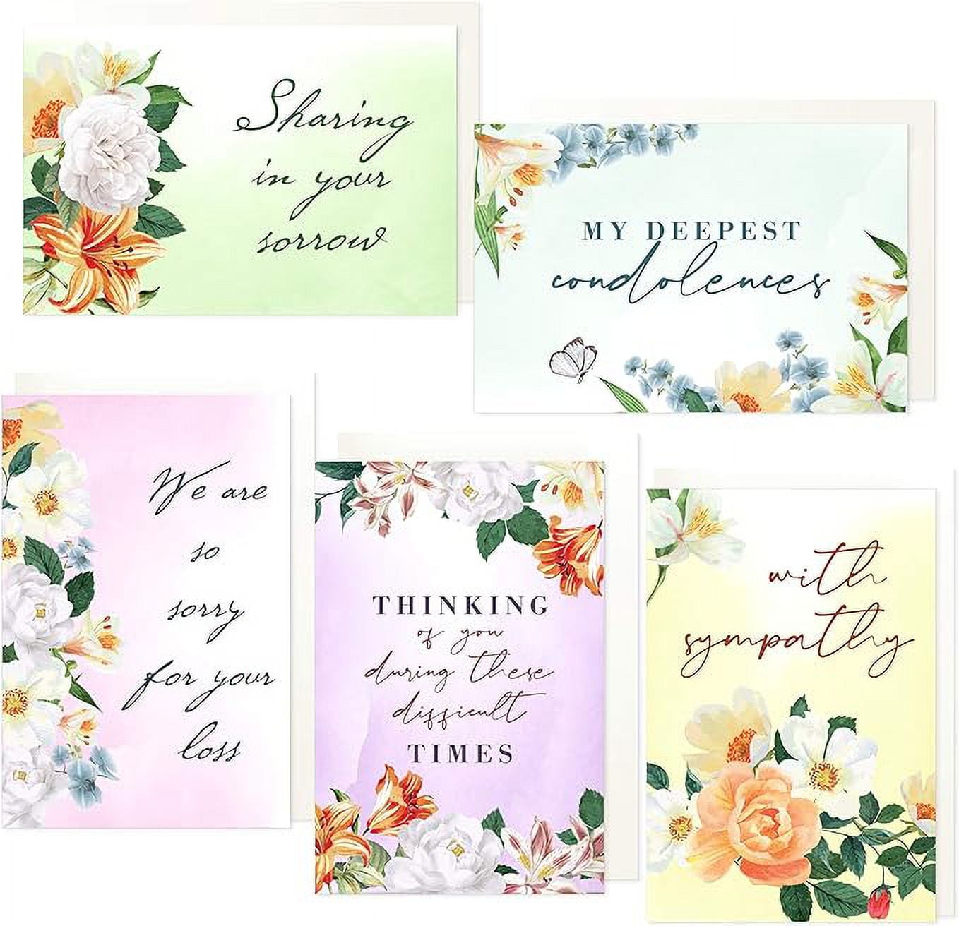 Sympathy Cards with Envelopes Assortment Box 30pc Bulk Condolence
