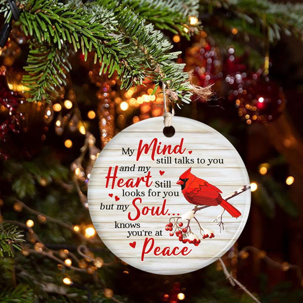 Glass Cardinal Memorial Ornament - 'Forever In My Heart' Keepsake For Loss Of Loved One, Christmas Remembrance Decor