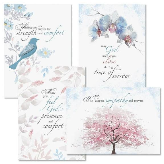 Current Sympathy Comfort Faith Cards with Scripture - Set of 8, 5" x 7", Religious Sympathy Cards