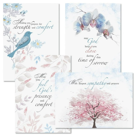 Current Sympathy Comfort Faith Cards with Scripture - Set of 8, 5" x 7", Religious Sympathy Cards