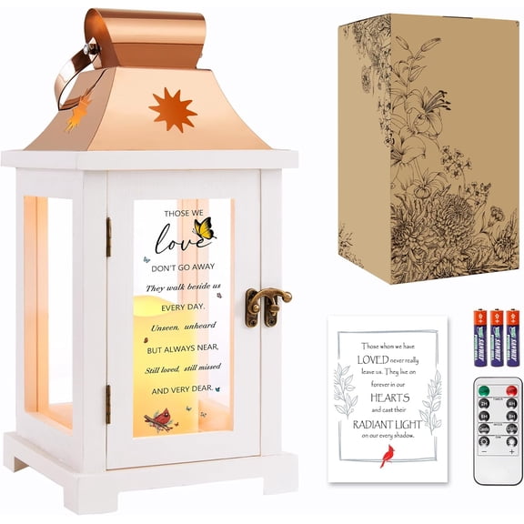 Sympathy Gift Memorial Lantern with Flickering LED Candle and Remote Control (Those We Love)