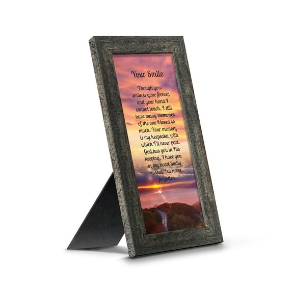 Sympathy Gift Picture Frames In Memory of Loved One, Memorial Gifts to Add to Your Sympathy Gift Baskets or Condolence Card, Loss of Father Gift, Bereavement Gifts, "Your Smile" Framed Poem 7363BW