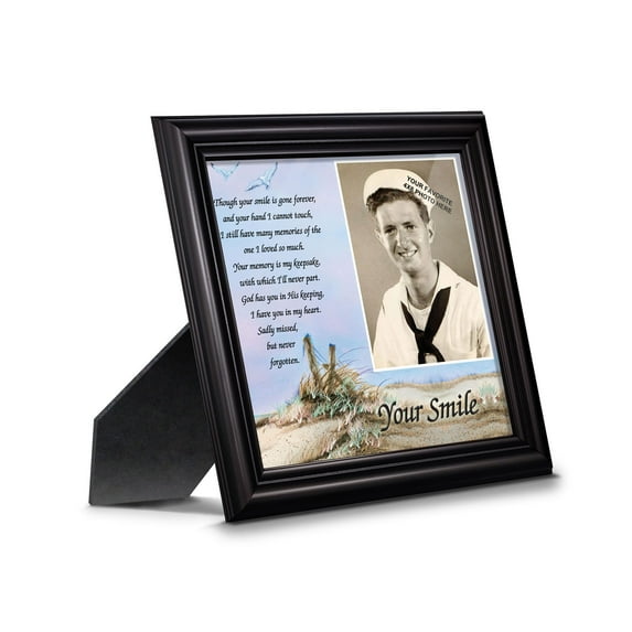 Sympathy Gift Picture Frames In Memory of Loved One, Memorial Gifts to Add to Your Sympathy Gift Baskets or Condolence Card, Loss of Father Gift, Bereavement Gifts, "Your Smile" Framed Poem 6752B