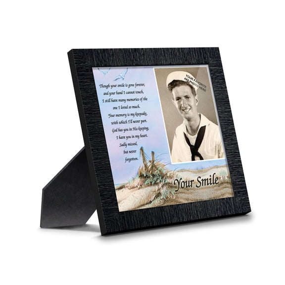 Sympathy Gift Picture Frames In Memory of Loved One, Memorial Gifts to Add to Your Sympathy Gift Baskets or Condolence Card, Loss of Father Gift, Bereavement Gifts, "Your Smile" Framed Poem 6752CH