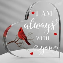 Sympathy Gift Red Cardinal Gifts Decor Bereavement Gift Crystal Acrylic Heart Memorial Gift Condolence Gift for Loss of Loved One Table Centerpieces Remembrance Decor (I Am)