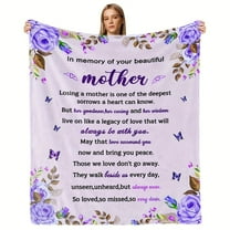 Sympathy Gift for Loss of Mother Soft Flannel Memorial Blanket with Heartfelt Message Blue Roses & Butterflies Design Comforting Bereavement Present