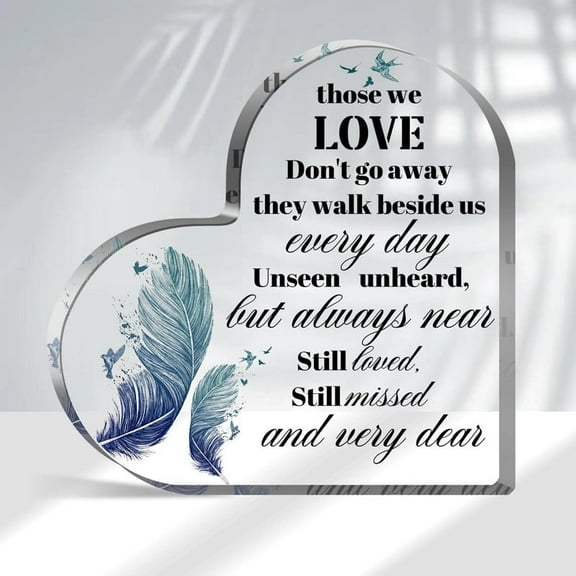 Sympathy Gifts Acrylic Heart Shape Memorial Bereavement Gift Paperweight Remembrance Decorations Funeral Grief Condolence Memorial Ornaments For Loss Of Loved One Of Mother Father 4X4 In