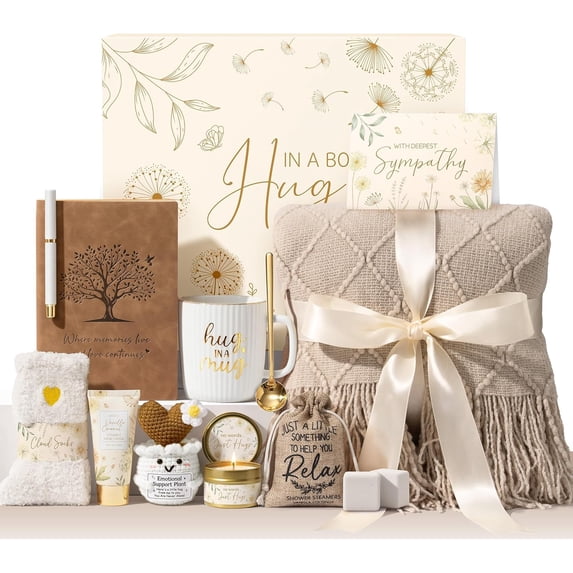 Sympathy Gifts Baskets for Loss of Loved One Mother Father Husband Mom Dad, Memorial Bereavement Grief Condolences Gift Basket for Loss, Hug In A Box Miscarriage Gifts for Mothers Women Care Package