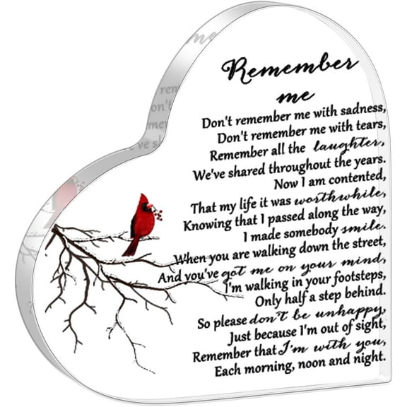 Sympathy Gifts Heart Shape Memorial Bereavement Gifts Crystal Acrylic Paperweight Remembrance Decorations Funeral Grief Condolence Memorial Ornaments for Loss of Mother Loved One (Bird Style)