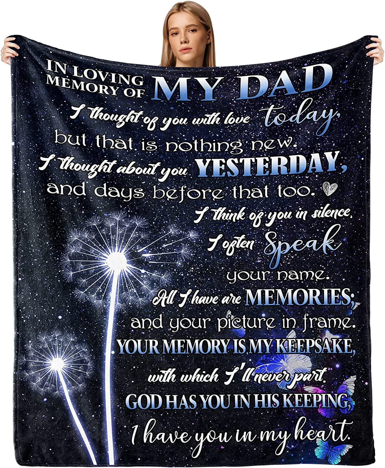 Sympathy Gifts for Loss of Dad Father Sympathy Blanket Memorial Blanket Loss of Father Dad Sympathy Gifts in Memory of Loved One Gifts Grief Gifts Bereavement Gifts Throw Blankets 50x60 inch
