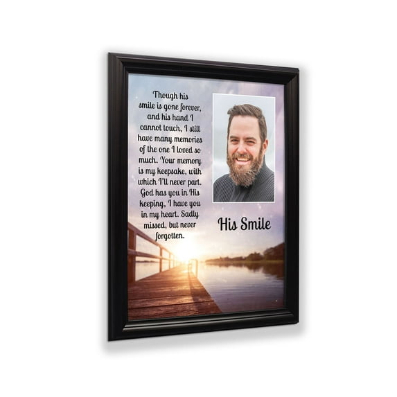 Sympathy Gifts for Loss of Husband, Memorial Gift, His Smile In Memory of Loved One, Picture Frames for Sympathy Gift Baskets, Bereavement Gifts for Loss of Father, Loss of Son, His Smile, 5031B