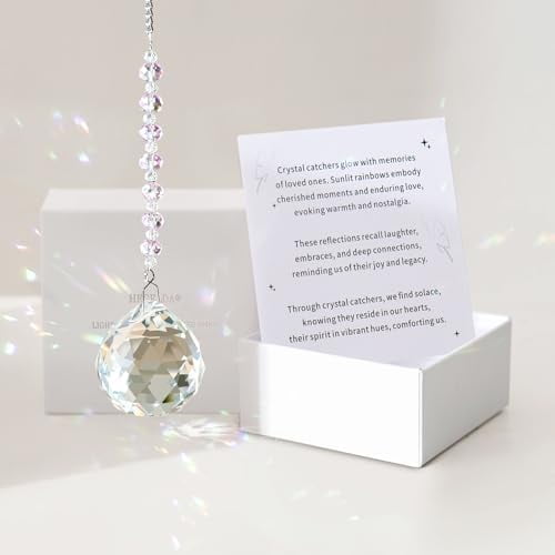 Sympathy Gifts for Loss of Loved One, Crystal Sun Catcher Rainbow Maker, Unique Condolence Memorial for Loss of Mom Dad Dog, Ideal Grief Bereavement Miscarriage Gifts (Light Purple)
