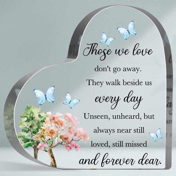 Sympathy Gifts for Loss of Loved One, Loss of Loved One Acrylic Keepsake, Butterfly Decoration Heart-shaped Acrylic Plaque, Funeral Remembrance Decor Plaque