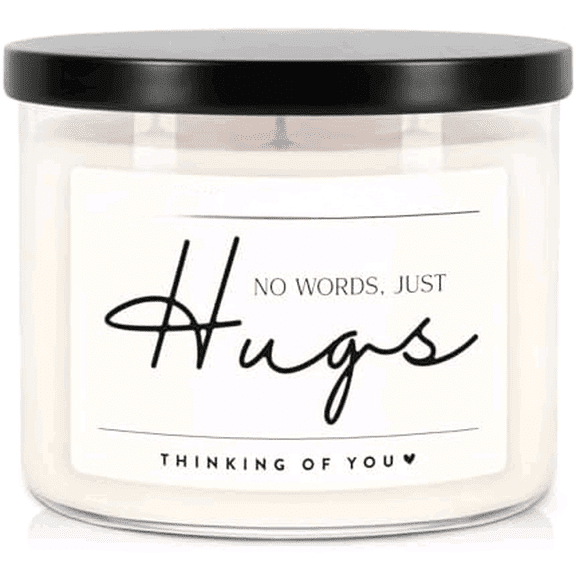 Sympathy Gifts for Loss of Loved One, Memorial Gifts, 14.5oz, Large 3-Wick Lavender Scented Soy Wax Candle, No Words Just Hugs, Bereavement, Condolence, Grief, Think of You Candle for Women
