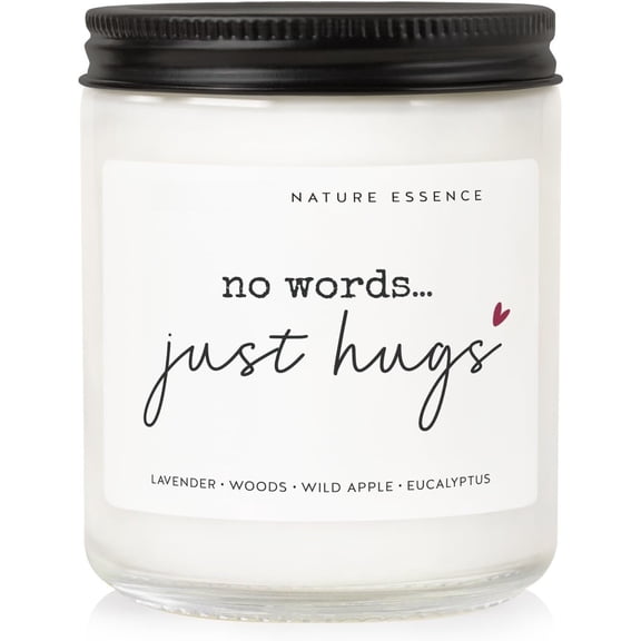 Sympathy Gifts for Loss of Loved One, Memorial Gifts - 9oz Lavender Scented Soy Wax Candle - No Words Just Hugs, Bereavement, Grief, Think of You, Miscarriage, Get Well Candle for Women