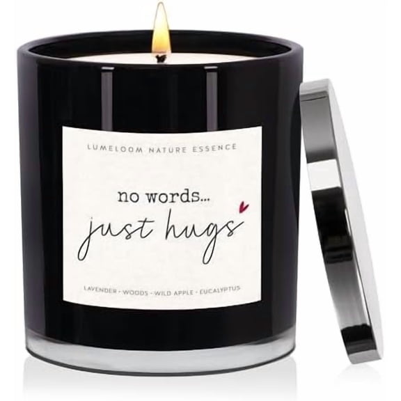 Sympathy Gifts for Loss of Loved One, No Words Just Hugs Candle - 9oz Lavender Scented Soy Wax Candle, Memorial, Thinking of You, Bereavement, Grief, Miscarriage, Get Well Gifts for Women