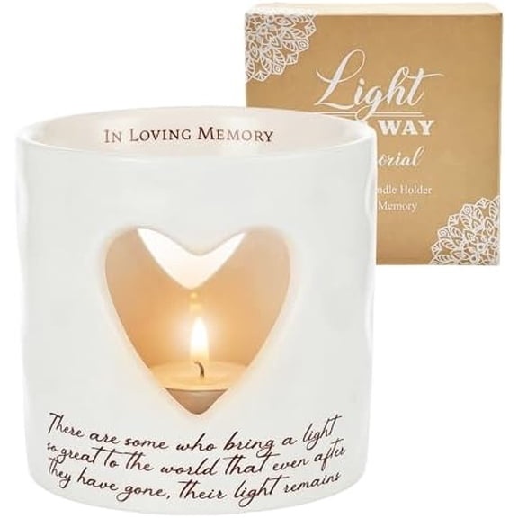 Sympathy Gifts for Loss of Mom, Ceramic Bereavement Votive Candle Holders Gifts, Memorial Gifts for Loss of Mom, Condolences Grief Gift for Loss, in Memory of Loved One (with 10 Tealight Candles)