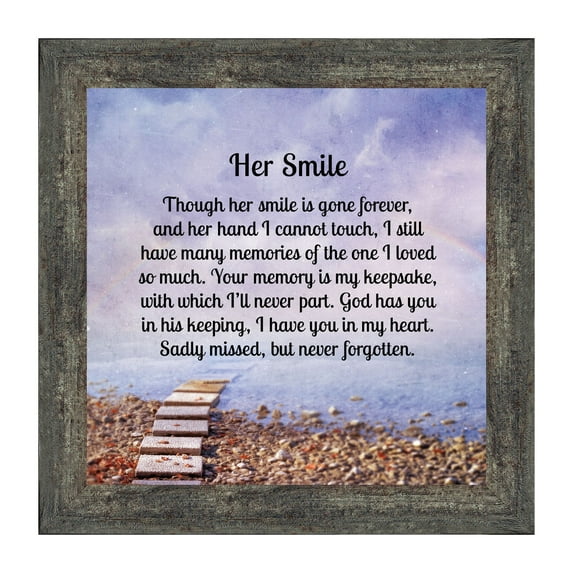 Sympathy Gifts for Loss of Mother, Condolence Gift, In Loving Memory Memorial Gifts for Loss of Wife, Mom, Grandma or Sister, Bereavement Gifts to Remember Her Smile, Memorial Picture Frame, 8726BW