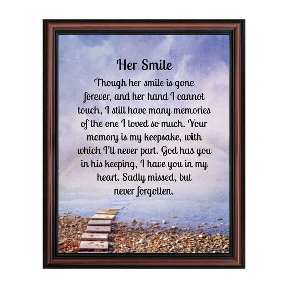 Sympathy Gifts for Loss of Mother, Condolence Gift, In Loving Memory Memorial Gifts for Loss of Wife, Mom, Grandma or Sister, Bereavement Gifts to Remember Her Smile, Memorial Picture Frame, 2181W
