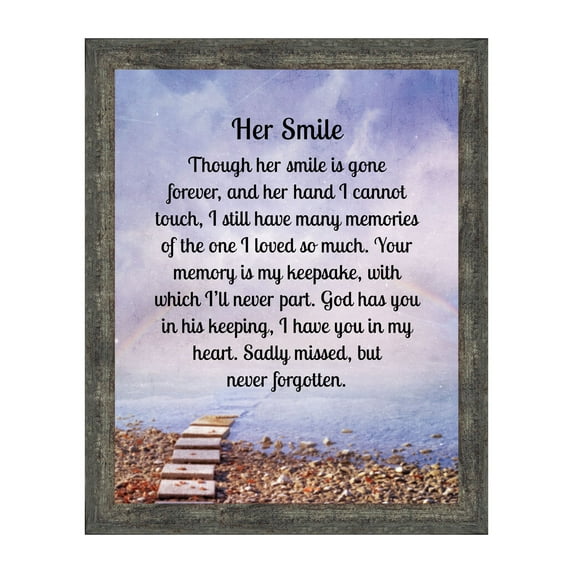 Sympathy Gifts for Loss of Mother, Condolence Gift, In Loving Memory Memorial Gifts for Loss of Wife, Mom, Grandma or Sister, Bereavement Gifts to Remember Her Smile, Memorial Picture Frame, 2181BW