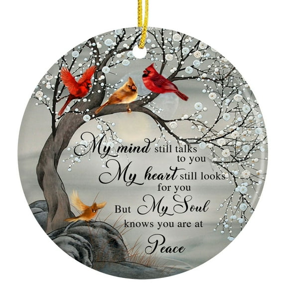 Sympathy Gifts Memorial Gifts Red Birds Hanging Decor My Mind Still Talks To You Acrylic Ornaments Double-sided Printed