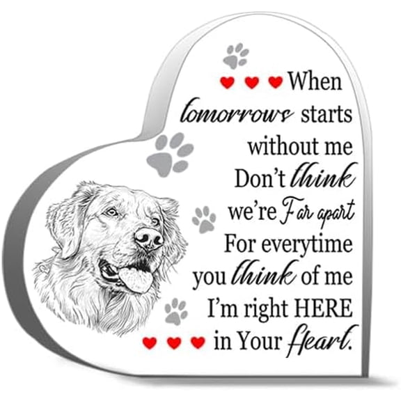 Sympathy Gifts Memorial Remembrance Gift for loss of Pet Condolence Bereavement Gifts Heart Shape Acrylic Remembrance Decorations Dog Gifts 4"X4"