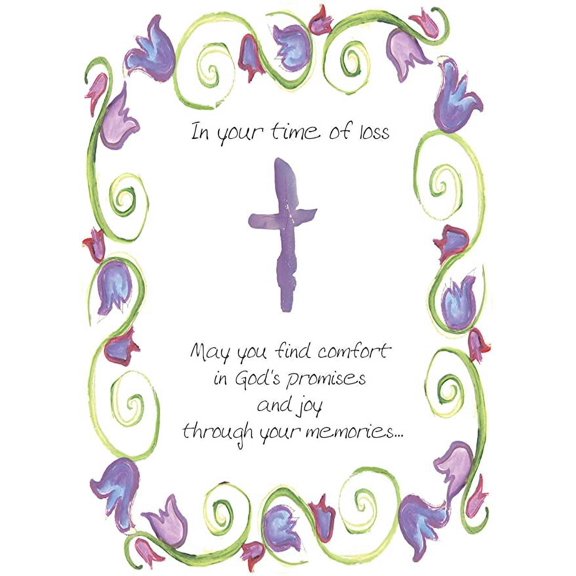 Sympathy Greeting Card (5" x 7") by Art From The Heart | 3 Pack + 3 Envelopes (Purple Cross)