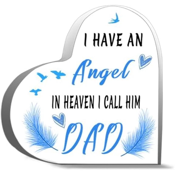 Sympathy Memorial Gift For Loss Loved One Father I Have Angel Dad Sign Bereavement Remembrance Paper Acrylic Heart Keepsake 4"X4"