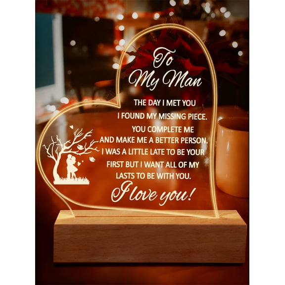 Sympathy Memorial Gifts Loss Daughter Loss Daughter Sympathy Gifts Bereavement Condolences Grief Gifts Remembrance Plaque Loss Daughter Acrylic Heart Shape Night Light with Wood Base - USB Night Lamp