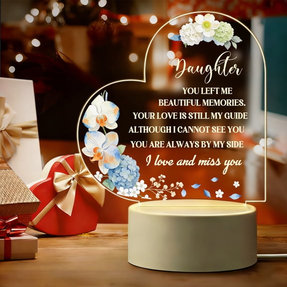 Sympathy Memorial Gifts Loss of Daughter In Loving Memory LED Night Light Bereavement Condolences Grief Gift for Parents Remembrance Acrylic Plaque