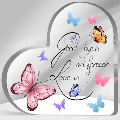 Sympathy Memorial Gifts for Loss of Loved One, 4 x 4 inches Acrylic Paperweight Keepsake with Butterfly, Bereavement Remembrance Gift for Loss of Mom Dad, Home Table Decor