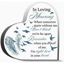 Sympathy Memorial Gifts For Loss Loved One Father Mother Sign Bereavement Remembrance Feather Paperw Gifts For Women Men,Acrylic Heart Keepsake For Family And Friends