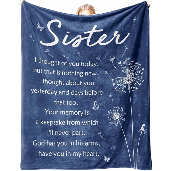 Sympathy Memorial Gifts for Loss of Sister, Soft Flannel Memorial Blanket, Remembrance Condolences Bereavement Gifts Idea in Memory of Sister, 50x60 inches