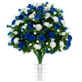 thumbnail image 1 of Sympathy Silks Artificial Cemetery Flowers 18" Blue and White Garden Mums for a Cemetery Vase, 1 of 7