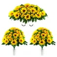 thumbnail image 1 of Sympathy Silks Artificial Cemetery Flowers - 2 Sunflower Bouquets & Cemetery Saddle For Outdoor Memorials, 1 of 5