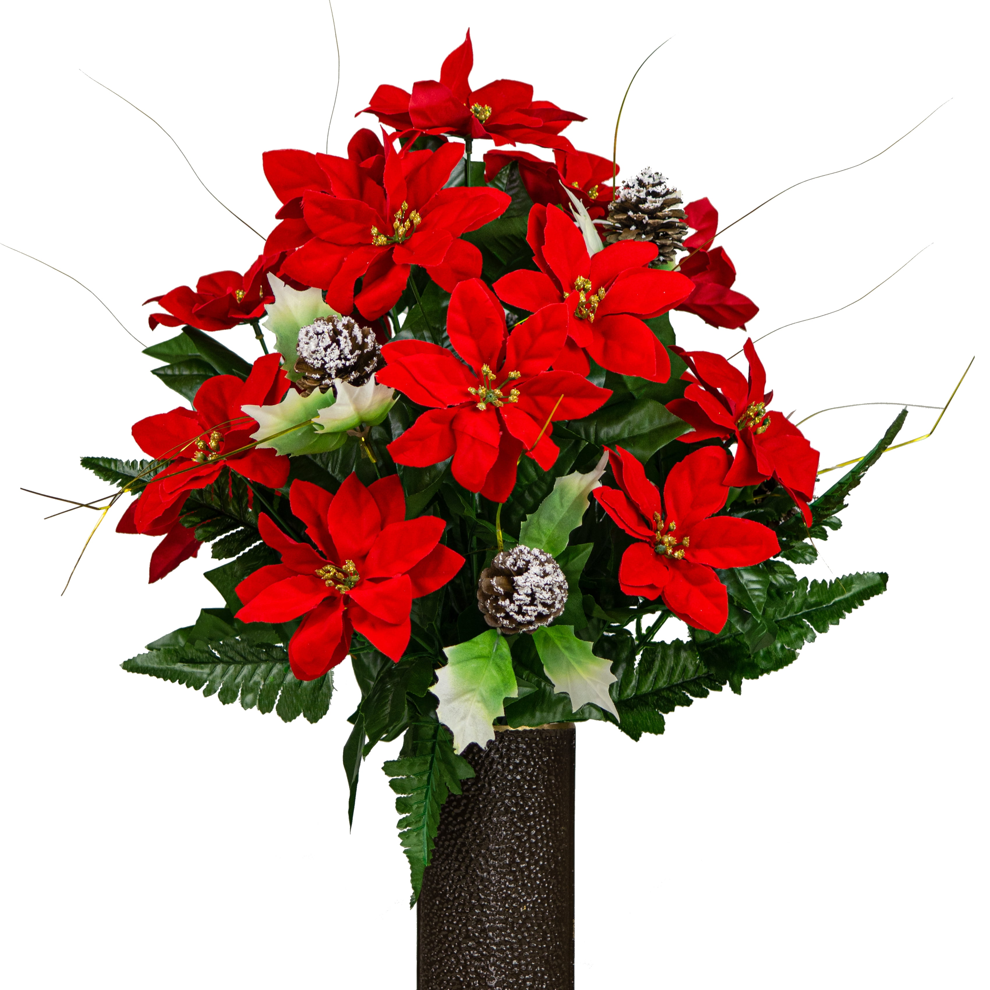 Sympathy Silks Artificial Cemetery Flowers 24" Christmas Red/Gold