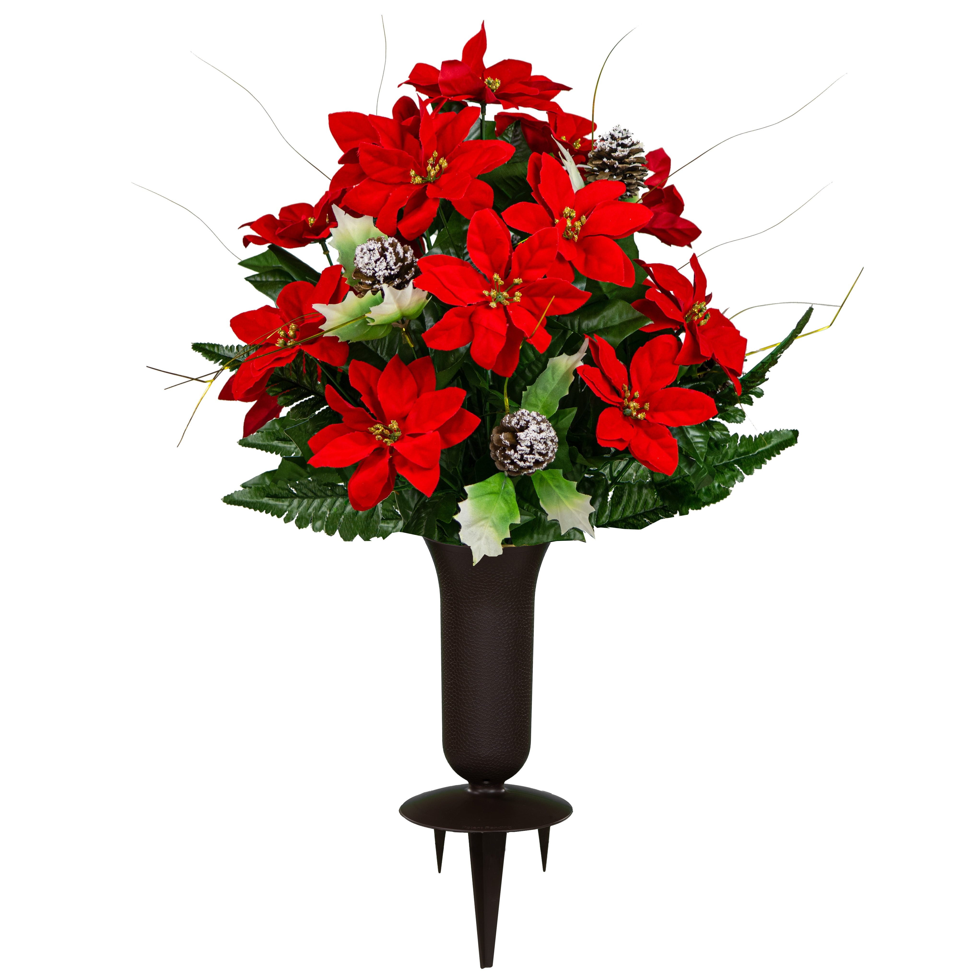 Sympathy Silks Artificial Cemetery Flowers 24" Christmas Red/Gold