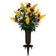 thumbnail image 1 of Sympathy Silks Artificial Cemetery Flowers 24" Yellow Red Purple Wildflowers with Vase, 1 of 7