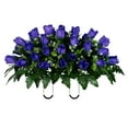 thumbnail image 1 of Sympathy Silks Artificial Cemetery Flowers 30" Purple Rose Buds Saddle for Headstone, 1 of 8