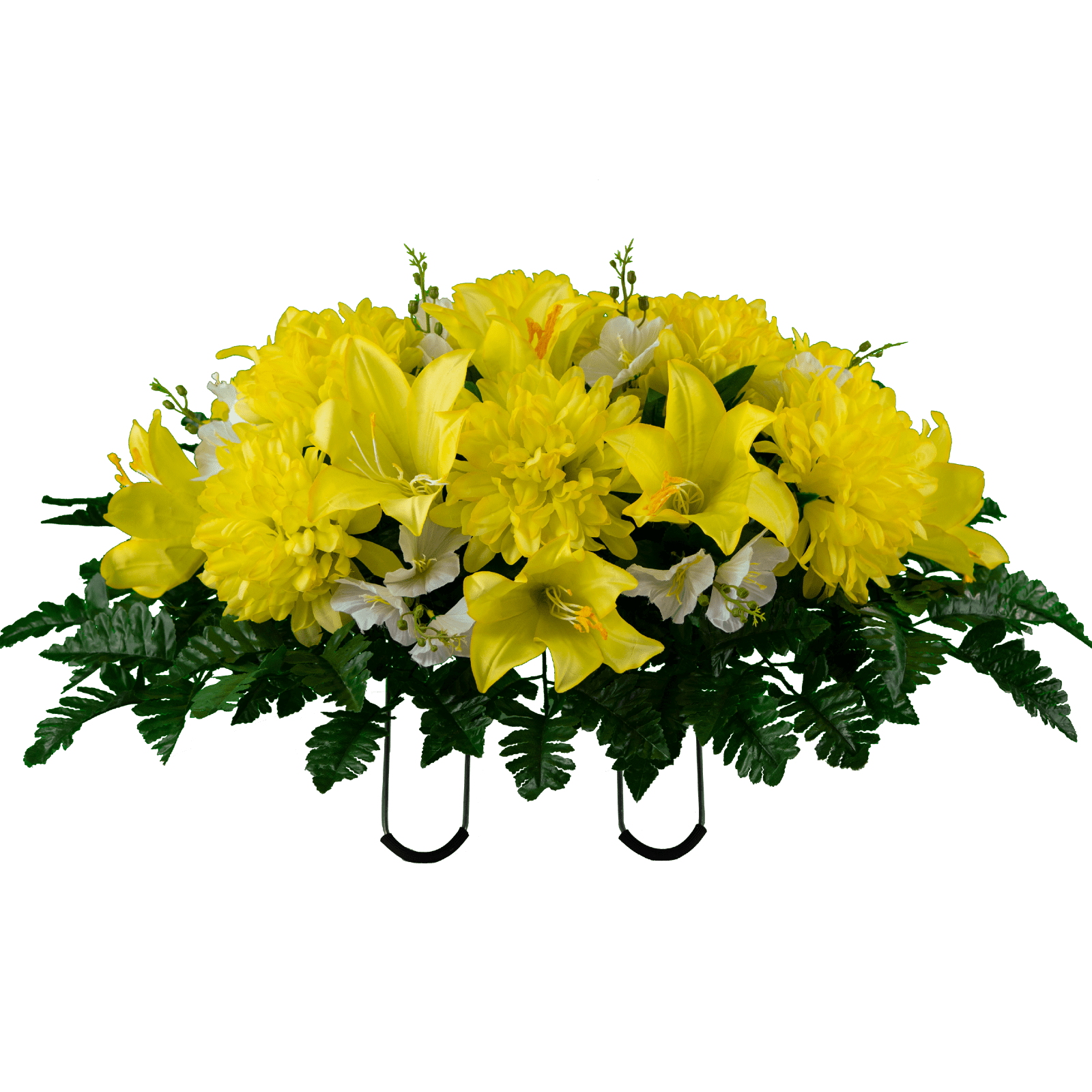 Sympathy Silks Artificial Cemetery Flowers 30" Yellow Lily Dahlia