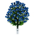 thumbnail image 1 of Sympathy Silks Artificial Cemetery Flowers - Blue Sweetheart Rose - Bouquet for Vase, 1 of 8