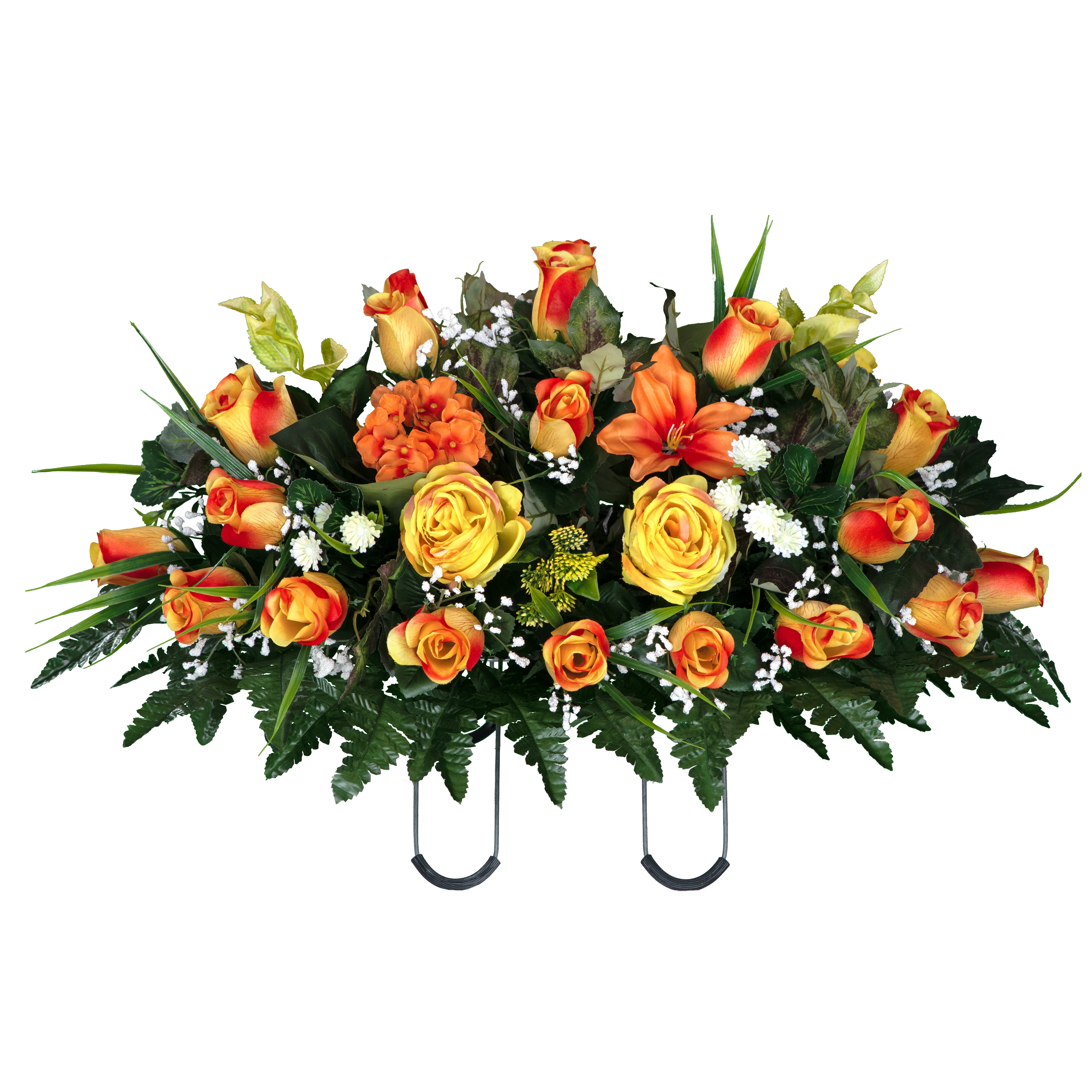 Sympathy Silks Artificial Cemetery Flowers Fall Serenity Saddle for