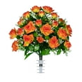 thumbnail image 1 of Sympathy Silks Artificial Cemetery Flowers - Orange Diamond Rose With Baby's Breath - Bouquet for Vase, 1 of 5